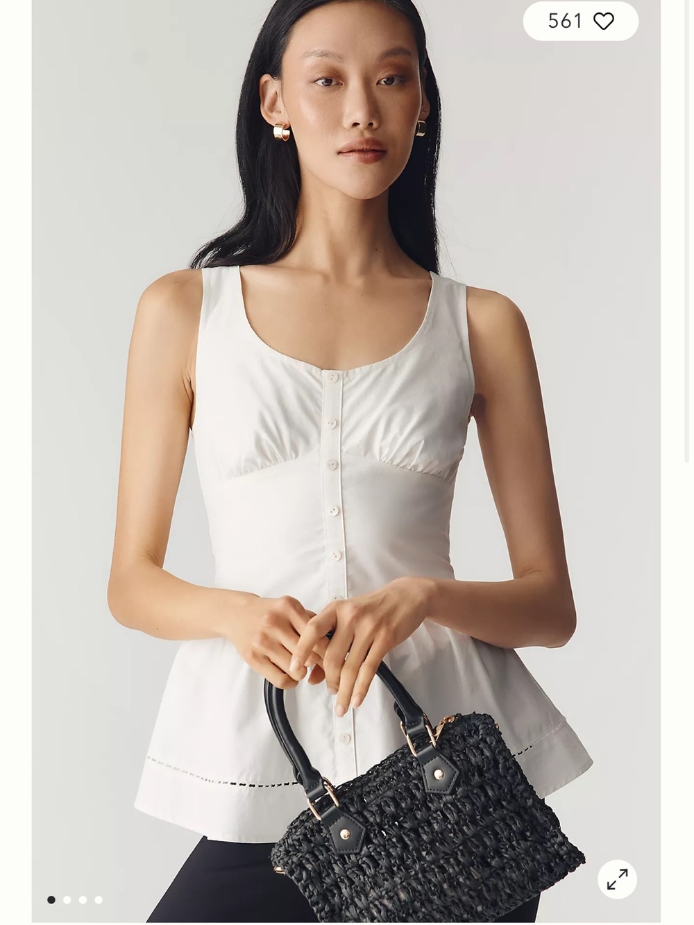 Anthropologie White Sleeveless Tie-Back Peplum Top